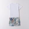 Completo t-shirt mezza manica e bermuda fantasia foglie