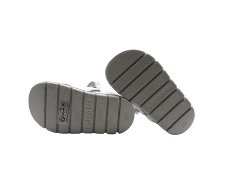 Sandalo primo passo in pelle con doppio velcro e fiore