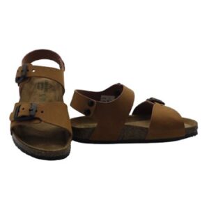 Sandalo in eco pelle con doppie fibbie