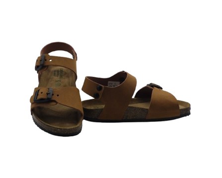 Sandalo in eco pelle con doppie fibbie