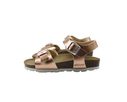 Sandalo in eco pelle laminata con doppie fibbie