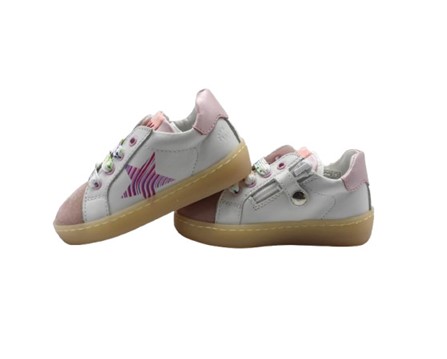 Sneaker in pelle e camoscio con lacci e zip