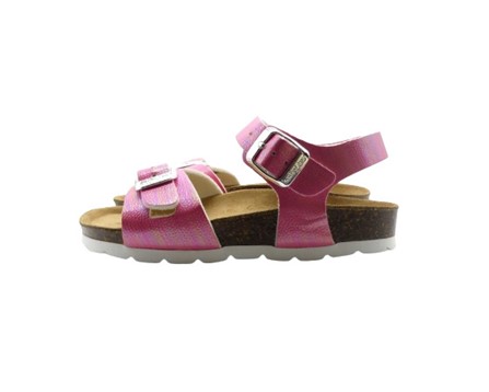 Sandalo in eco pelle con doppie fibbie