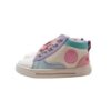 Sneaker primo passo in pelle e tela con lacci e zip