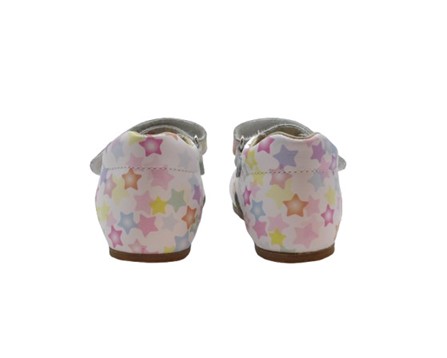 Sandalo primo passo in pelle con stelline velcro e fibbia