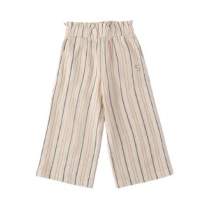 Pantalone a righe in misto lino
