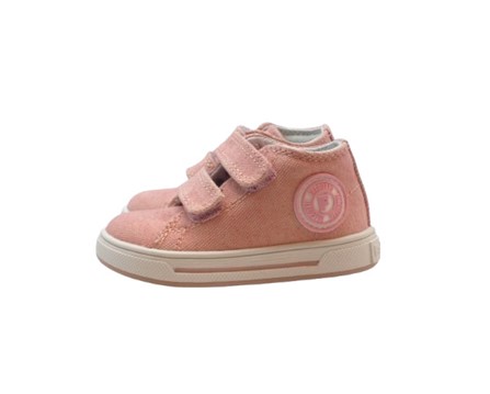 Sneaker primo passo in tela con doppio velcro