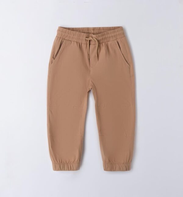 Pantalone in cotone con coulisse e polsini elasticizzati