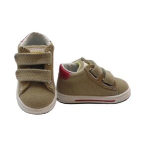 Sneaker primo passo in tela con doppio velcro