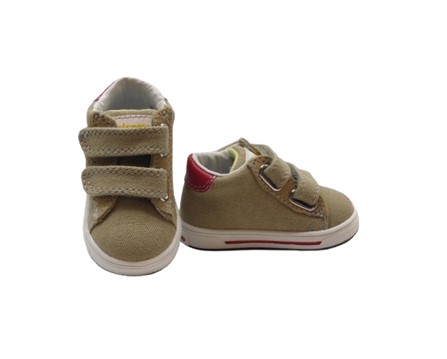 Sneaker primo passo in tela con doppio velcro