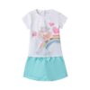 Completo t-shirt con stampa unicorno e short