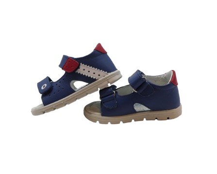Sandalo primo passo in pelle con doppio velcro