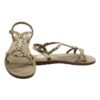 Sandalo in pelle e raffia intrecciata con strass e fibbia