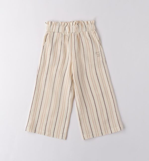 Pantalone a righe in misto lino
