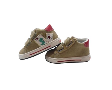 Sneaker primo passo in tela con doppio velcro