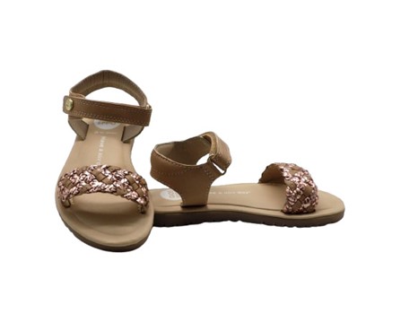Sandalo in pelle con intreccio e velcro
