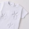 T-shirt mezza manica con applicazioni fiori