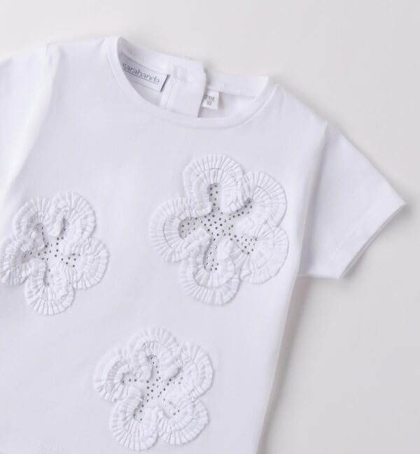 T-shirt mezza manica con applicazioni fiori