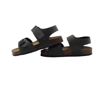 Sandalo in eco pelle con fibbia e velcro
