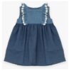 Vestito giromanica in denim con margherite