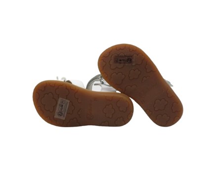 Sandalo in pelle con fiocchetto e doppio velcro