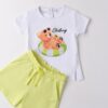 Completo t-shirt con stampa orsetto e short
