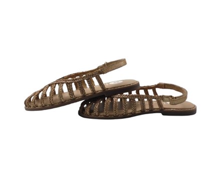 Sandali chiusi in pelle intrecciata con velcro