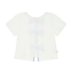 T-shirt mezza manica con fiocchi sul retro a righe