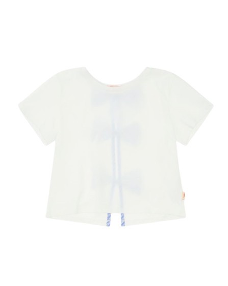 T-shirt mezza manica con fiocchi sul retro a righe