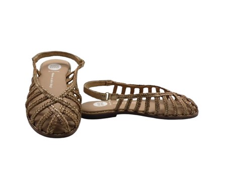 Sandali chiusi in pelle intrecciata con velcro