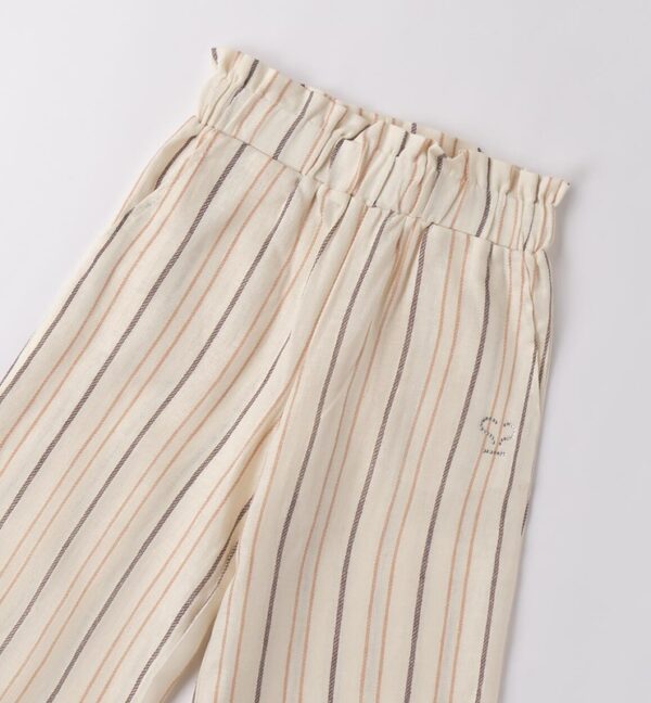 Pantalone a righe in misto lino