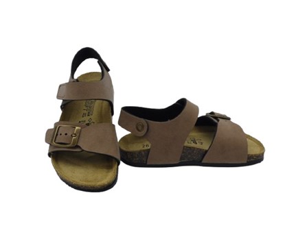 Sandalo in eco pelle con velcro e fibbia