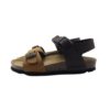Sandalo eco pelle bicolor con doppia fibbia
