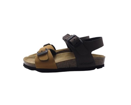 Sandalo eco pelle bicolor con doppia fibbia