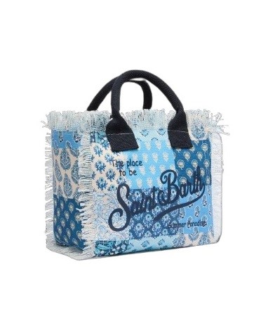 Borsa in tela di cotone con stampa patch floreale