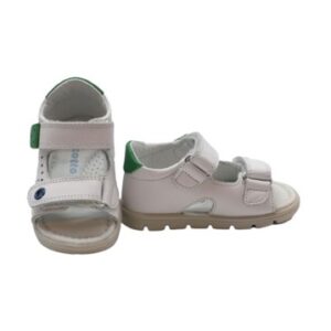 Sandalo primo passo in pelle con doppio velcro