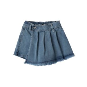 Gonna/short in denim plissettata