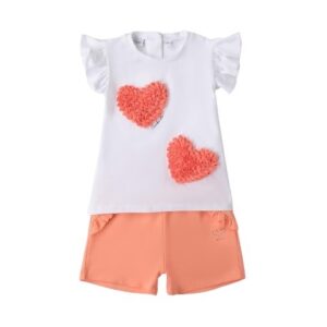 Completo t-shirt con cuori e short