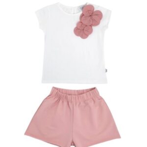 Completo t-shirt con fiori e short