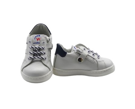 Sneaker primo passo in pelle con lacci e zip