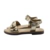Sandalo in pelle laminata con perline e doppio velcro