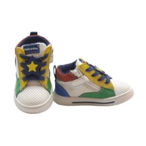 Sneaker primo passo in pelle e tela con lacci e zip