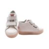 Sneaker primo passo in pelle con fiori ricamati e velcro