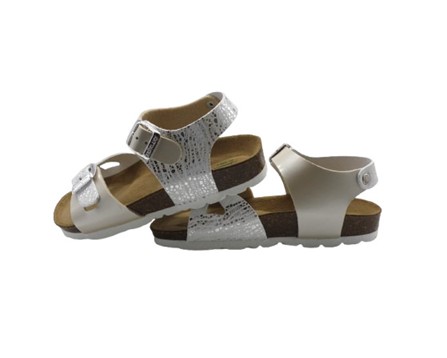 Sandalo in eco pelle con doppie fibbie