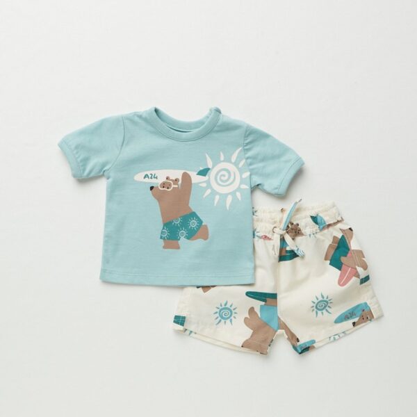 Completo t-shirt e bermuda fantasia orso