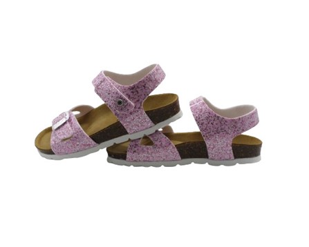 Sandalo in vernice con velcro e fibbia