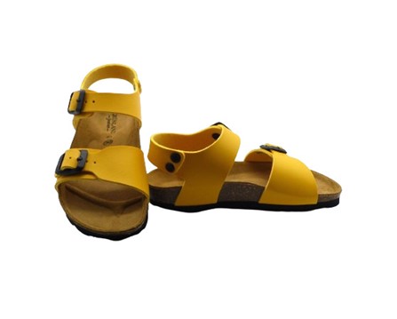 Sandalo in eco pelle con doppie fibbie