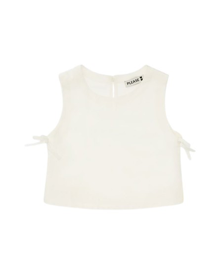 Top smanicato con fiocchetti laterali