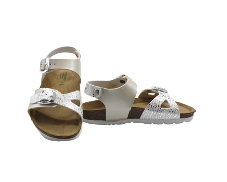 Sandalo in eco pelle con doppie fibbie