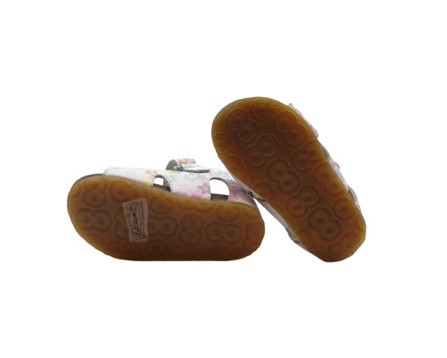 Sandalo primo passo in pelle con stelline velcro e fibbia